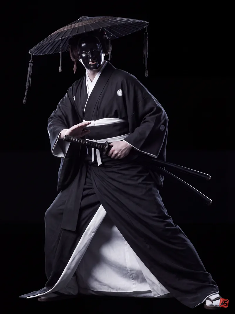 Native 4K character sheet of Shiyō, action view — full figure on black.