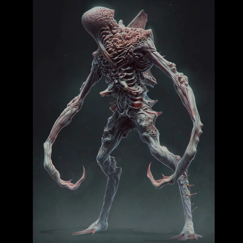 Clean full-body render of the variant C creature on a dark background.
