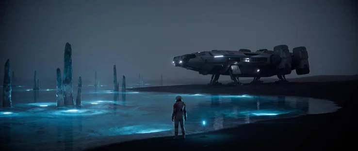 The lander, and the scale of the shallows